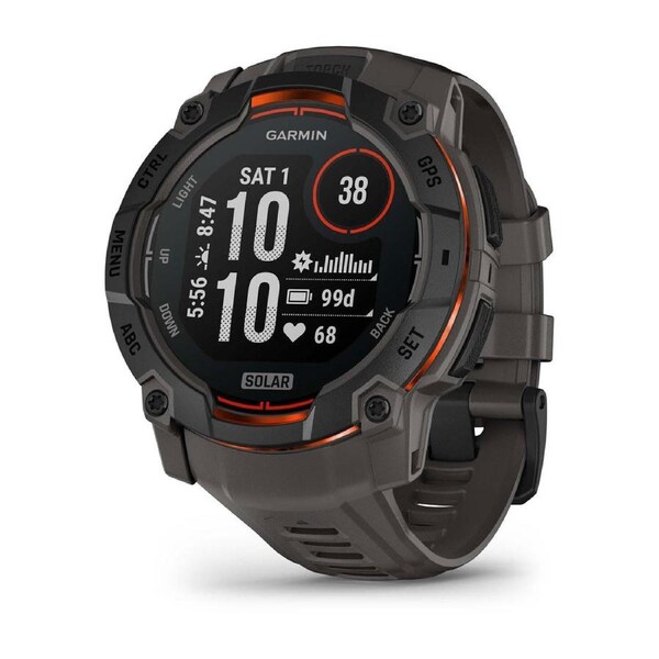 Garmin Instinct 3 - 50 mm Solar - Black w/ Charcoal Silicone Band