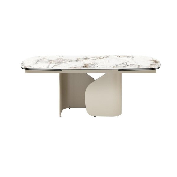 Raimon Furniture Avalor Marble Effect Ceramic Rectangular Extension Kitchen Dining Table 200-300cm Milan White