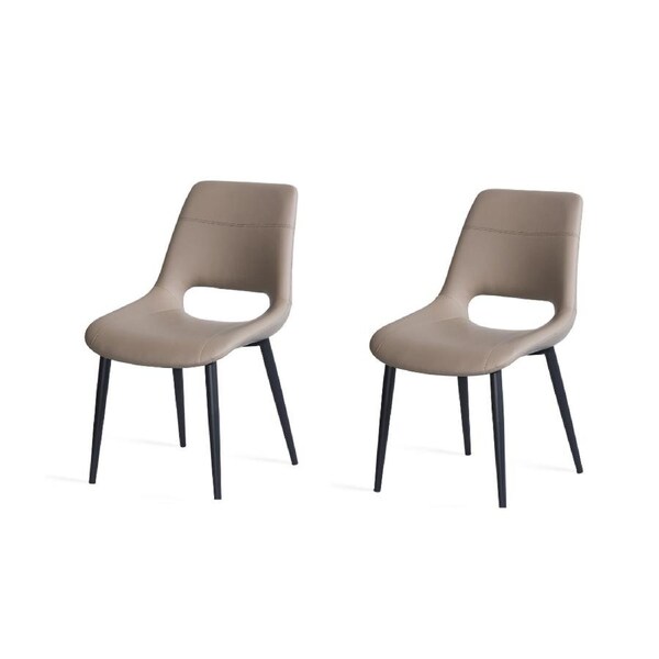 Raimon Furniture Set Of 2 Sephy Eco-Leather Kitchen Dining Side Chair Metal Frame Taupe