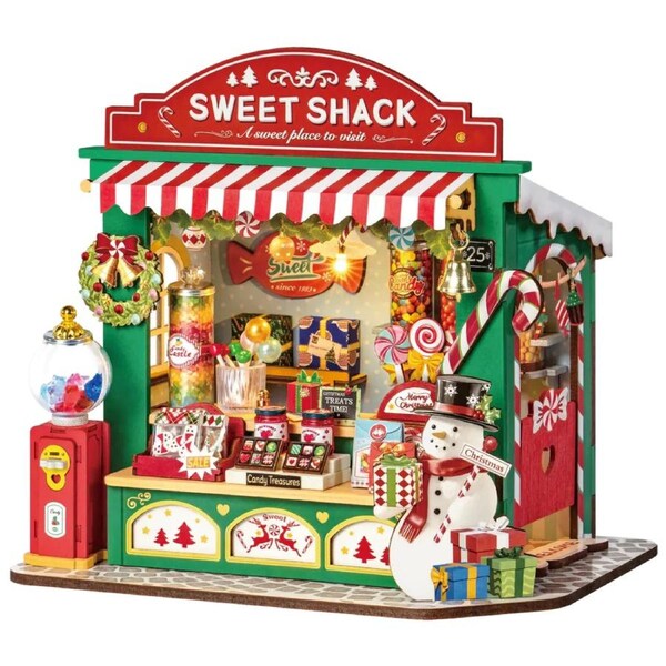 Robotime Christmas Candy Stand DIY 3D Wooden Puzzle - DS043 - with LED Lights & Music Box