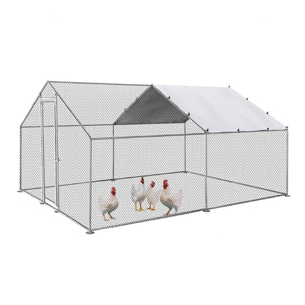 Topet Large Walk-in Pet Chicken Run Coop Rabbit Hutch Ferret Cage Hen House 3 x 4 x 1.95M