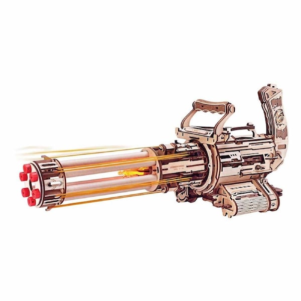 ROKR Rotating-Barrel Machine Toy Gun 3D Wooden Puzzle - LQA01 - Mechanical Wooden Model Kit for Teens & Adults