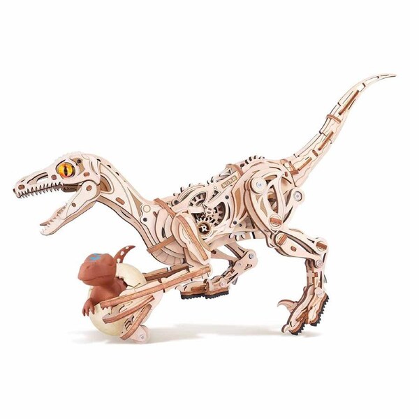 ROKR Velociraptor Mechanical 3D Wooden Puzzle - LD01 - Animatronic Dinosaur Model Kit for Adults & Teens