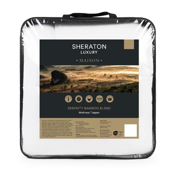 Sheraton Luxury Maison Bamboo Mattress Topper/Protector 1000 GSM White King