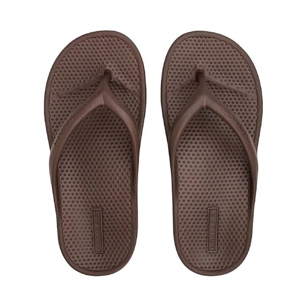 Archline Orthotic Foam Thongs Arch Support Flip Flops Orthopedic Rebound - Brown EUR 43