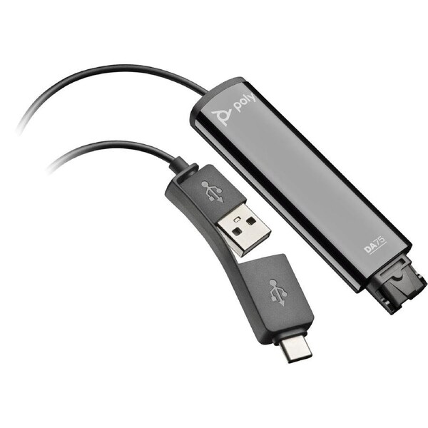 Poly DA75 USB to QD Black Adapter TAA