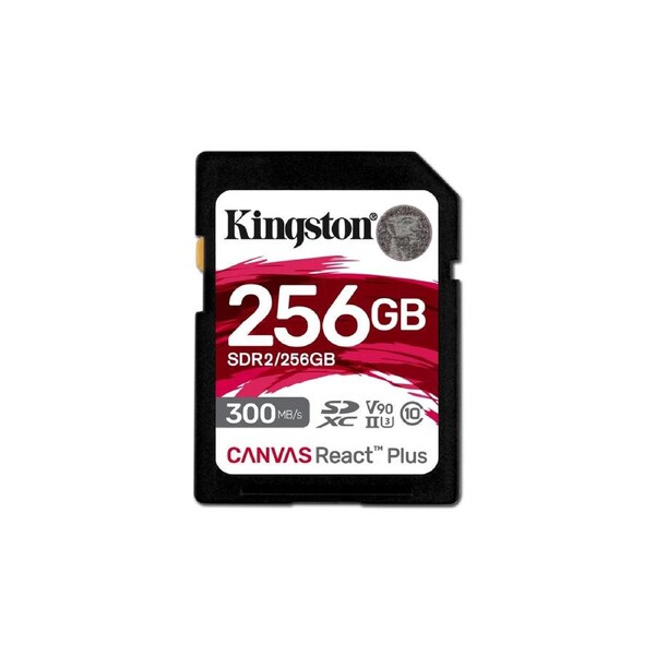 Kingston Technology 256GB Canvas React Plus SDXC UHS-II 300R/260W U3 V90 for Full HD/4K/8K