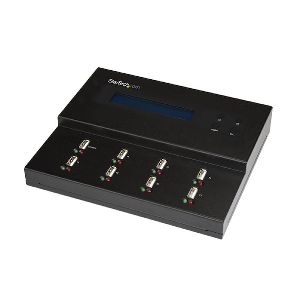 StarTech.com Standalone 1 to 7 USB Thumb Drive Duplicator and Eraser, Multiple USB Flash Drive Copier, System and File and Whole-Drive Copy at 1.5 GB/min, Single and 3-Pass Erase, LCD Display - TAA