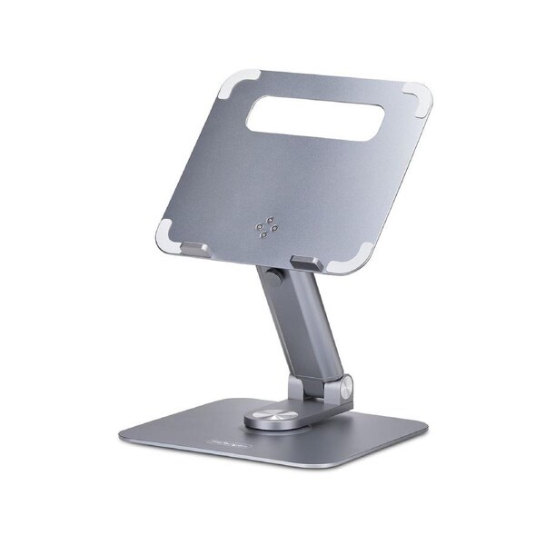 StarTech.com Telescopic Laptop Stand, 360 Swivel Base, Rotating Computer Riser for Desk, Adjustable Height and Tilt, Max 11lb/5kg, Aluminum Build, Portable Design