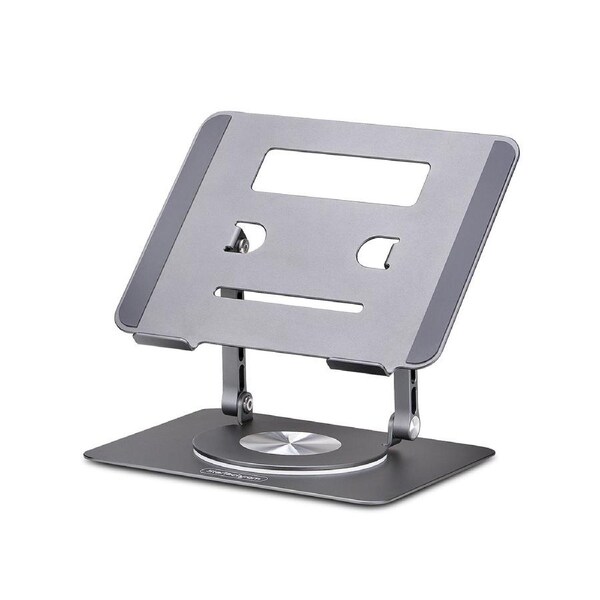 StarTech.com Rotating Laptop Stand, 360 Swivel, Ergonomic Desk Riser for Computer, Elevated Tray w/ Adjustable Tilt, Max 11lb/5kg, Aluminum Build, Portable Design