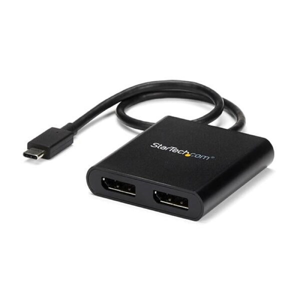 StarTech.com USB-C to Dual DisplayPort 1.2 Adapter, USB Type-C Multi-Monitor MST Hub, Dual 4K 30Hz/1080p 60Hz DP Laptop Display Extender / Splitter, Extra-Long Built-In Cable - Windows Only