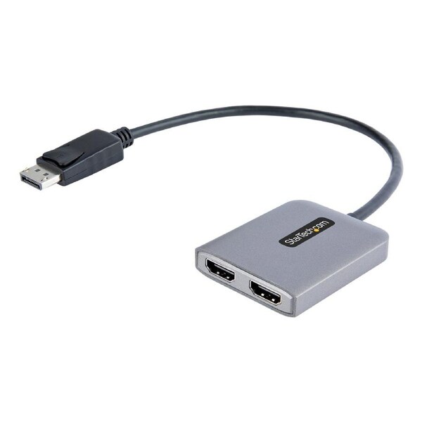 StarTech.com DP to Dual HDMI MST HUB - Dual HDMI 4K 60Hz - DisplayPort Multi Monitor Adapter with 1ft / 30cm cable - DP 1.4 Multi Stream Transport Hub, DSC - HBR3 - DP to HDMI Splitter