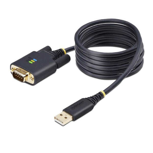 StarTech.com 6.6ft (2m) USB to Serial Adapter Cable, COM Retention, Interchangeable Screws/Nuts, USB-A to DB9 RS232, FTDI IC, ESD Protection, Windows/macOS/Linux