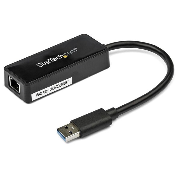 StarTech.com USB 3.0 to Gigabit Ethernet Adapter NIC w/ USB Port - Black