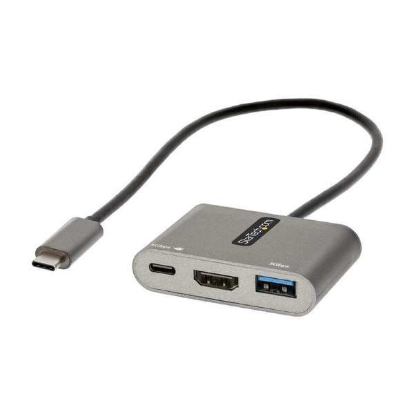 StarTech.com USB C Multiport Adapter, USB-C to HDMI 4K Video, 100W PD Pass-Through, USB 3.0 Hub 5Gbps (1xType-C/1xA), USB-C Mini Dock, USB-C Travel Dock, Portable Laptop Docking Station