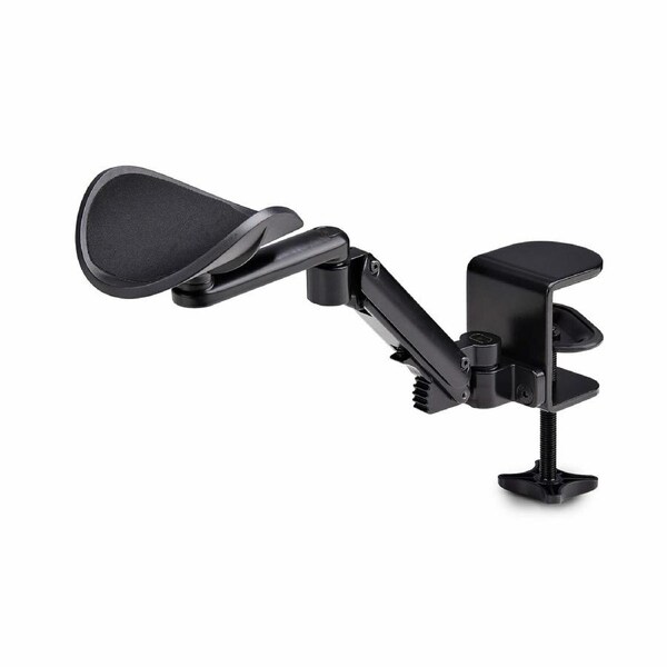 StarTech.com Adjustable Arm Rest for Office Desk, Ergonomic Arm/Elbow Support, 360-Degree Rotation, Clamp-On/No Drill Installation, Black