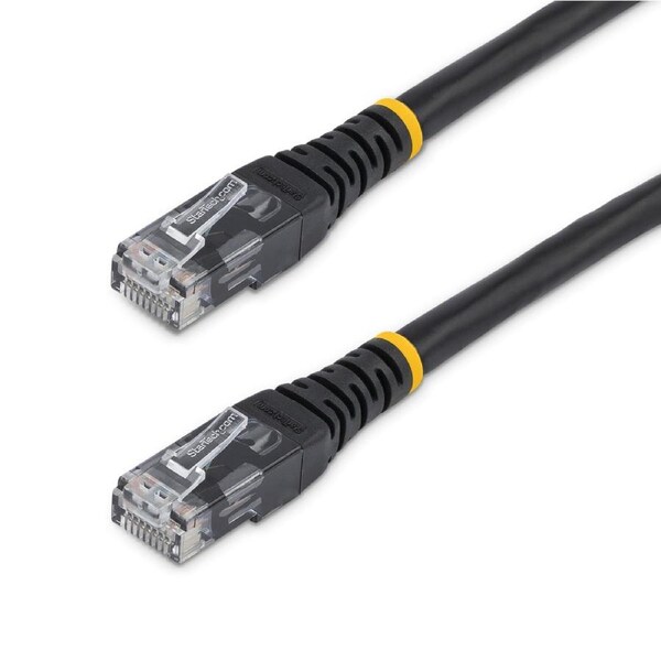 StarTech.com 15ft CAT6 Ethernet Cable - Black CAT 6 Gigabit Ethernet Wire -650MHz 100W PoE RJ45 UTP Molded Network/Patch Cord w/Strain Relief/Fluke Tested/Wiring is UL Certified/TIA