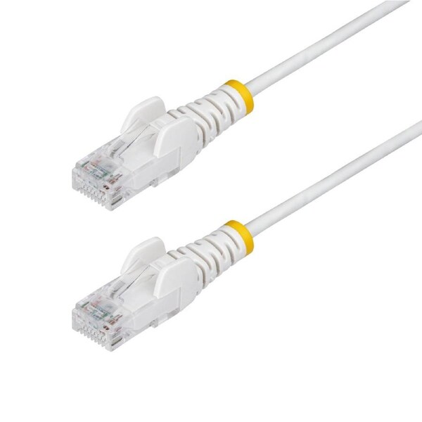 StarTech.com 3m White Slim CAT6 Ethernet Cable, Snagless, 100W PoE, UTP, LSZH, 28AWG Pure Bare Copper Wire, Slim RJ45 Network Patch Cord w/Strain Reliefs, Fluke Tested