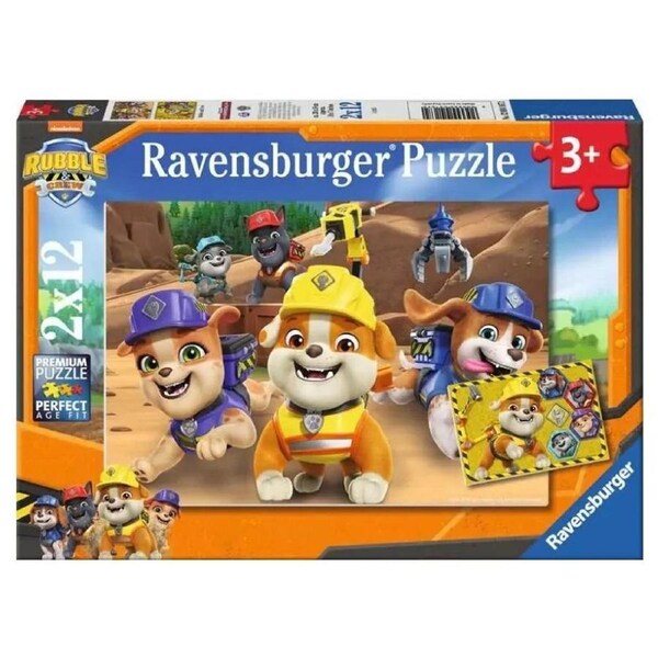 Ravensburger Paw Patrol Rubble and Crew Team in Action 2 x 12 Piece Jigsaw Puzzle