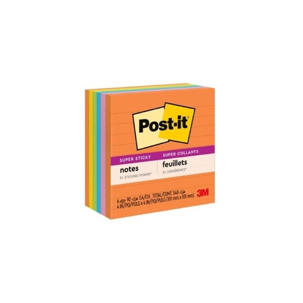 Post-It Lined Super Sticky Notes Rio De Janeiro 101 x 101mm 6-Pack