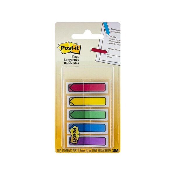 Post-It Arrow Flags Primary Colours 12 x 45mm 5-Pack - Box of 6