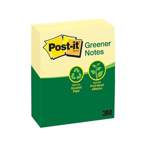 Post-It Greener Notes Canary Yellow 73 x 123mm 12-Pack