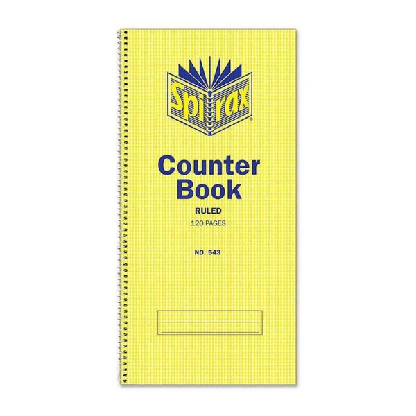 Spirax 543 Counter Book FntRule 297X135 120Pg Pk10
