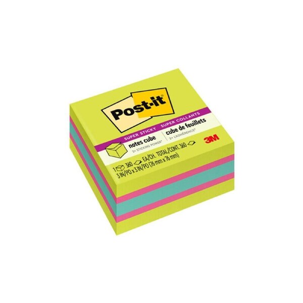 Post-It 7012610276 Super Sticky Notes Cube 76 x 76mm x1 pack of 5
