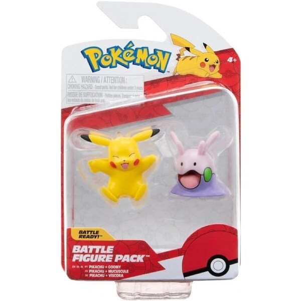 Pokemon Battle Figure Pikachu & Goomy 2-Pack 2-Inch Articulated Toy Figures