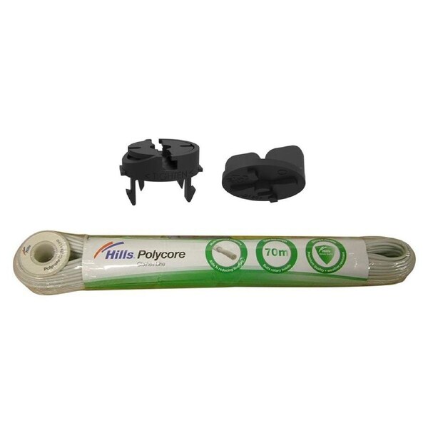 Hills Line Tensioner & Key + 70m Polycore Grey Line for Rotary Clotheslines Genuine Hills