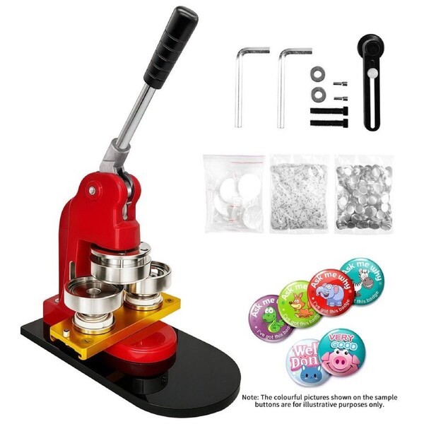 Button Maker Machine DIY Pin Badge Press Punch Making Kit 32mm Free 1000 Round Buttons Parts Circle Cutter Models Crafts Supplies Personalised Gifts