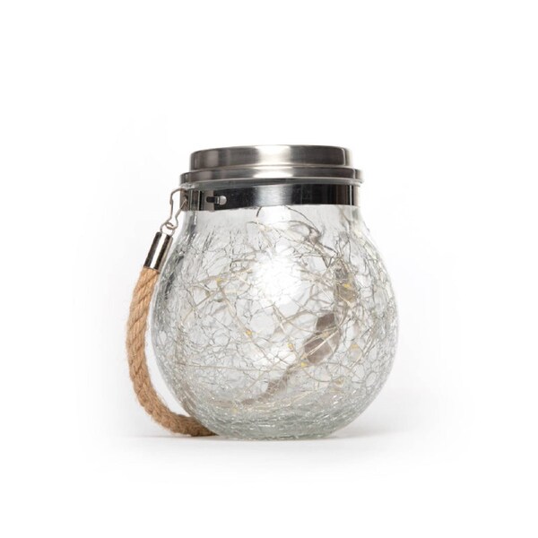 Solar Jar Light - Crackle Glass Lantern - 40LED - SPARKLE