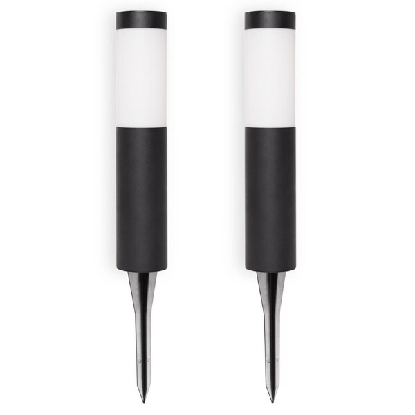 Modern Metal Solar Bollard - Warm White - 2 Pack - PILLAR