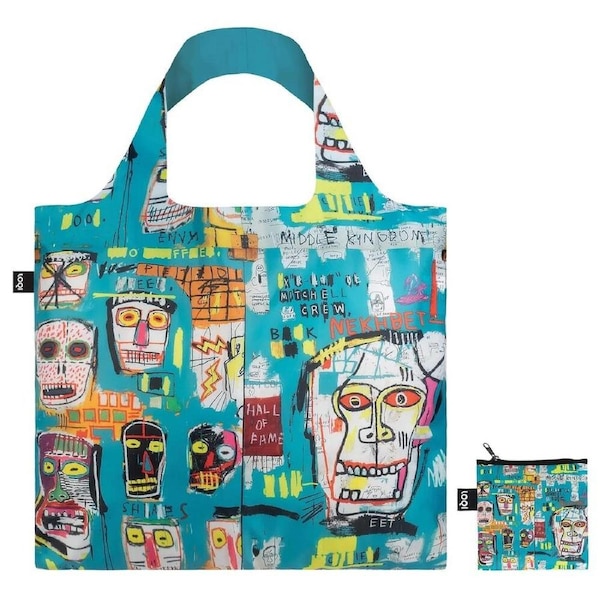 LOQI Jean Michel Basquiat Skull Recycled Shopper Bag