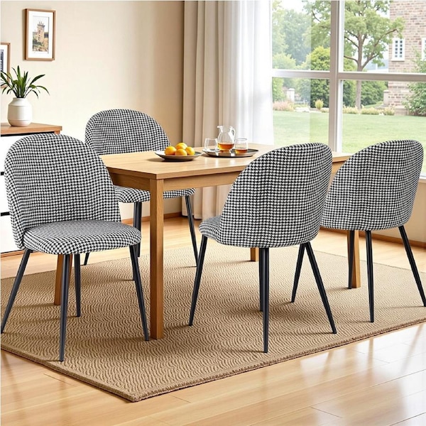 1 Set of 4 Artiss Dining Chairs Houndstooth