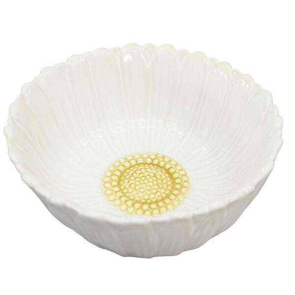 Urban Ceramic Round Flower Serving Table Bowl 16x7cm White/Yellow