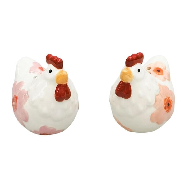 2pc Urban Ceramic Poppy Chicken Salt and Pepper Shakers Set 7cm Pink/Peach