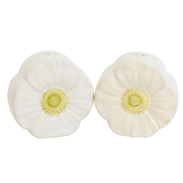 2pc Urban Ceramic Flower Salt and Pepper Shakers Set 8x7cm White/Yellow