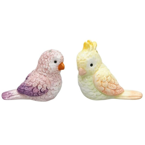 2pc Urban Ceramic Perdy Parrot Salt and Pepper Shakers Set 7x8cm Yellow/Purple