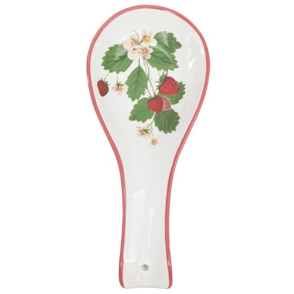 Urban Ceramic Strawberry Fields Spoon Rest Utensil Holder 24x10cm Green/Red