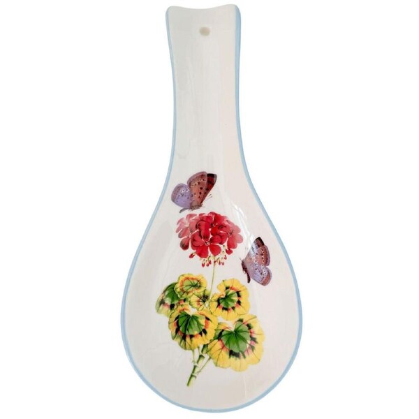 Urban Ceramic Botanicals Spoon Rest Utensil Holder 24x10cm Blue
