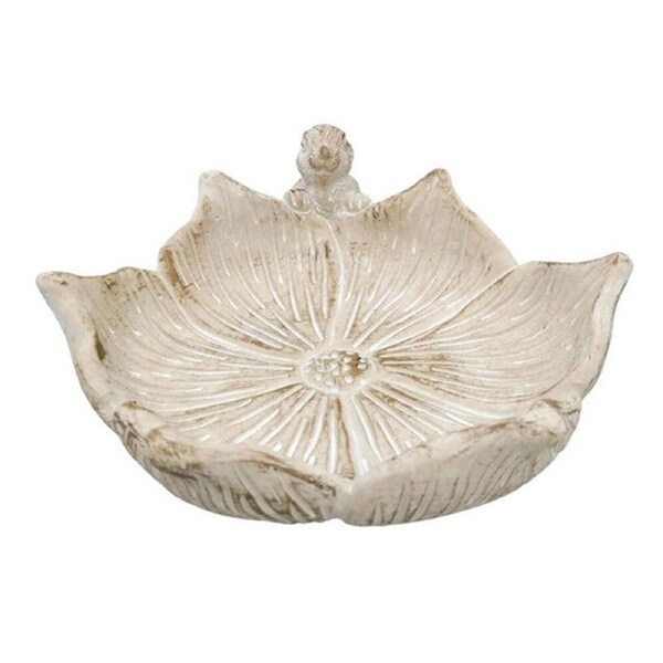 Urban Ceramic Fable Bunny Outdoor Garden Bird Bath Bowl 27x25cm Bisque