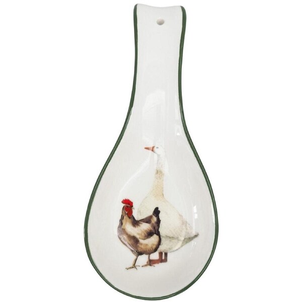 Urban Ceramic Farm Yard Spoon Rest Utensil Holder 24x10cm Green