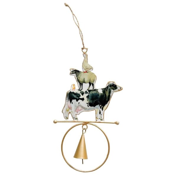 Urban Iron Farm Yard Hanging Bell Outdoor Garden Decor 18x12cm Black