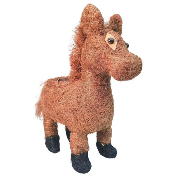 Urban Coconut Fibre Husk Horse Outdoor Planter Pot 34cm Natural