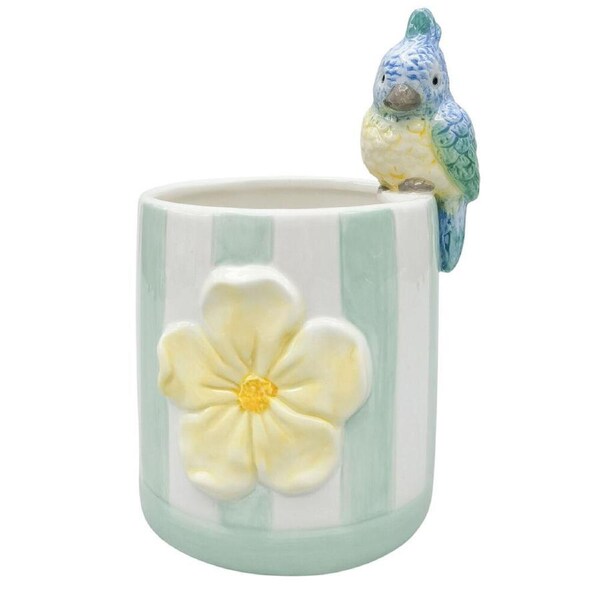 Urban Ceramic Perdy Parrot Outdoor Planter Pot 20x12cm Green/Yellow