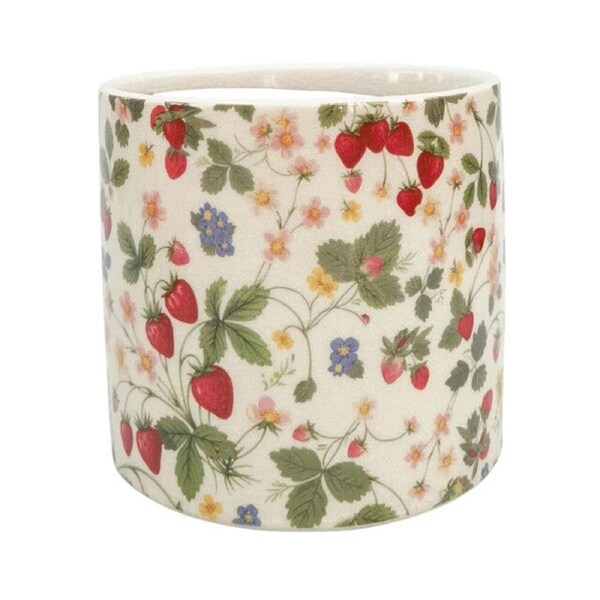 Urban Strawberry Field Stoneware Outdoor Planter Pot 14x13cm Green/Red