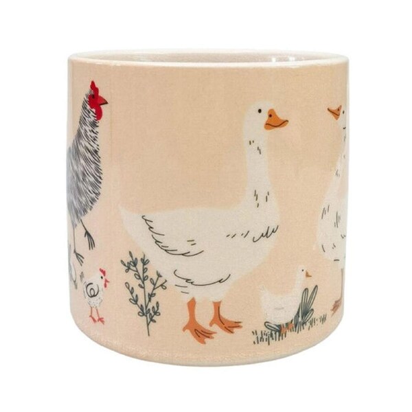 Urban Chicken Friends Stoneware Outdoor Planter Pot 14x13cm Black/White