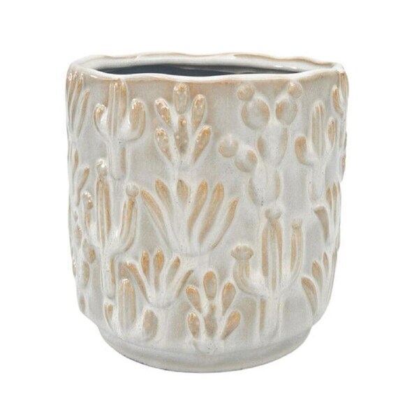 Urban Cactus Stoneware Outdoor Garden Planter Pot 15x14cm White