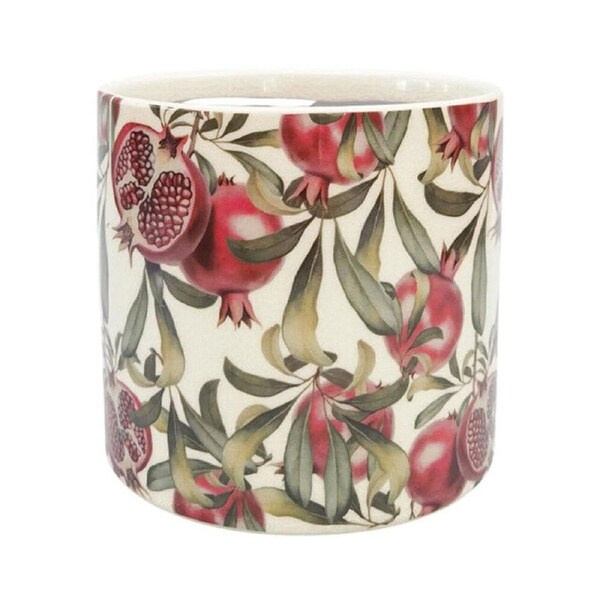 Urban Pomegranate Stoneware Outdoor Planter Pot 14x13cm Green/Red